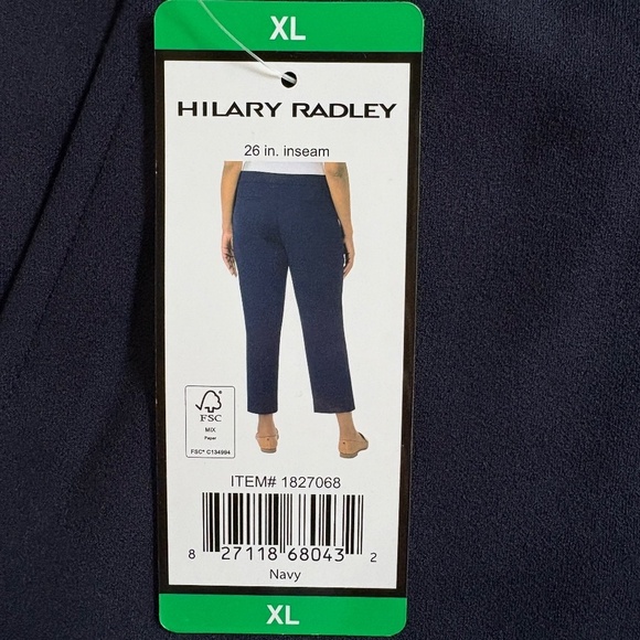 Hilary Radley Ladies' Pull On Crepe Pants, Stretch, Navy Blue, XL, NWT - Picture 4 of 13